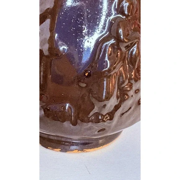 Rockingham Teapot-Rebecca at the Well Relief Raised Clay Brown Glaze Antique 7" - Picture 11 of 16